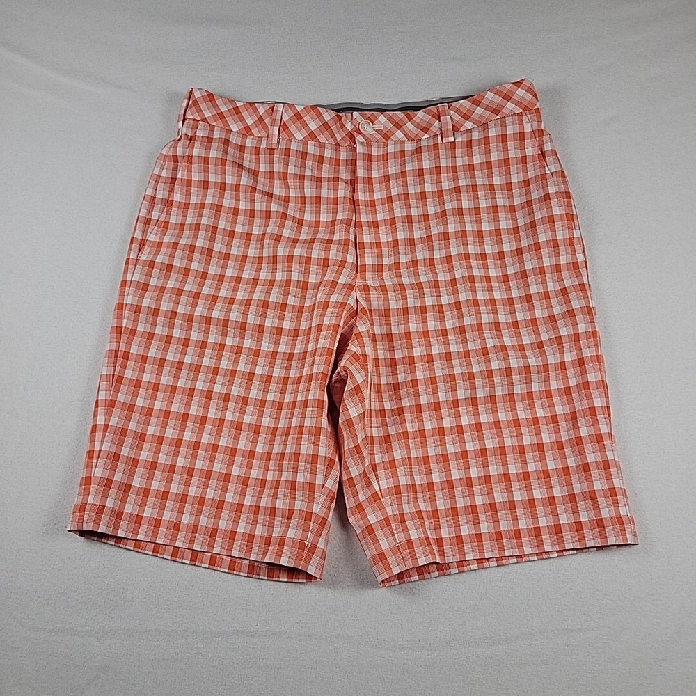 Walter Hagen 11 Majors‎ Golf Shorts Orange Plaid Men's 34x10